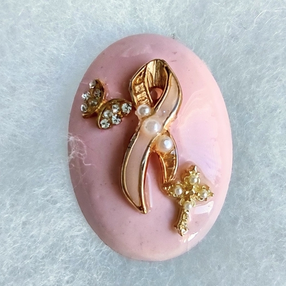 Pink Ribbon Tac Pin Breast Cancer Awareness Handmade - Picture 2 of 8